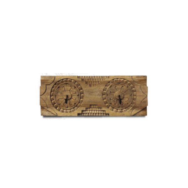 Carved Wooden 2 Hook Rail