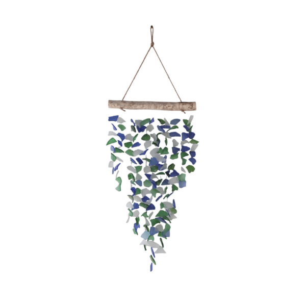 Seaglass & Driftwood Mobile/Chime - White, Green & Blue